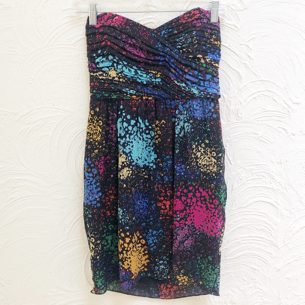 Shoshanna Floral Multi-color Strapless Dress 0